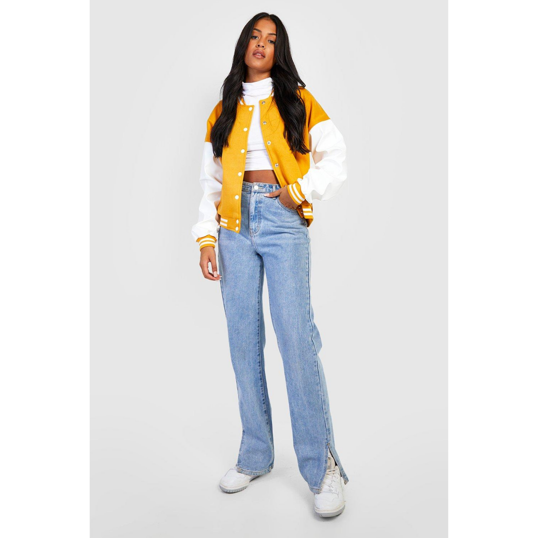 Women's Yellow Varsity Jacket – Retro College Style Baseball Jacket