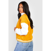 Women's Yellow Varsity Jacket – Retro College Style Baseball Jacket